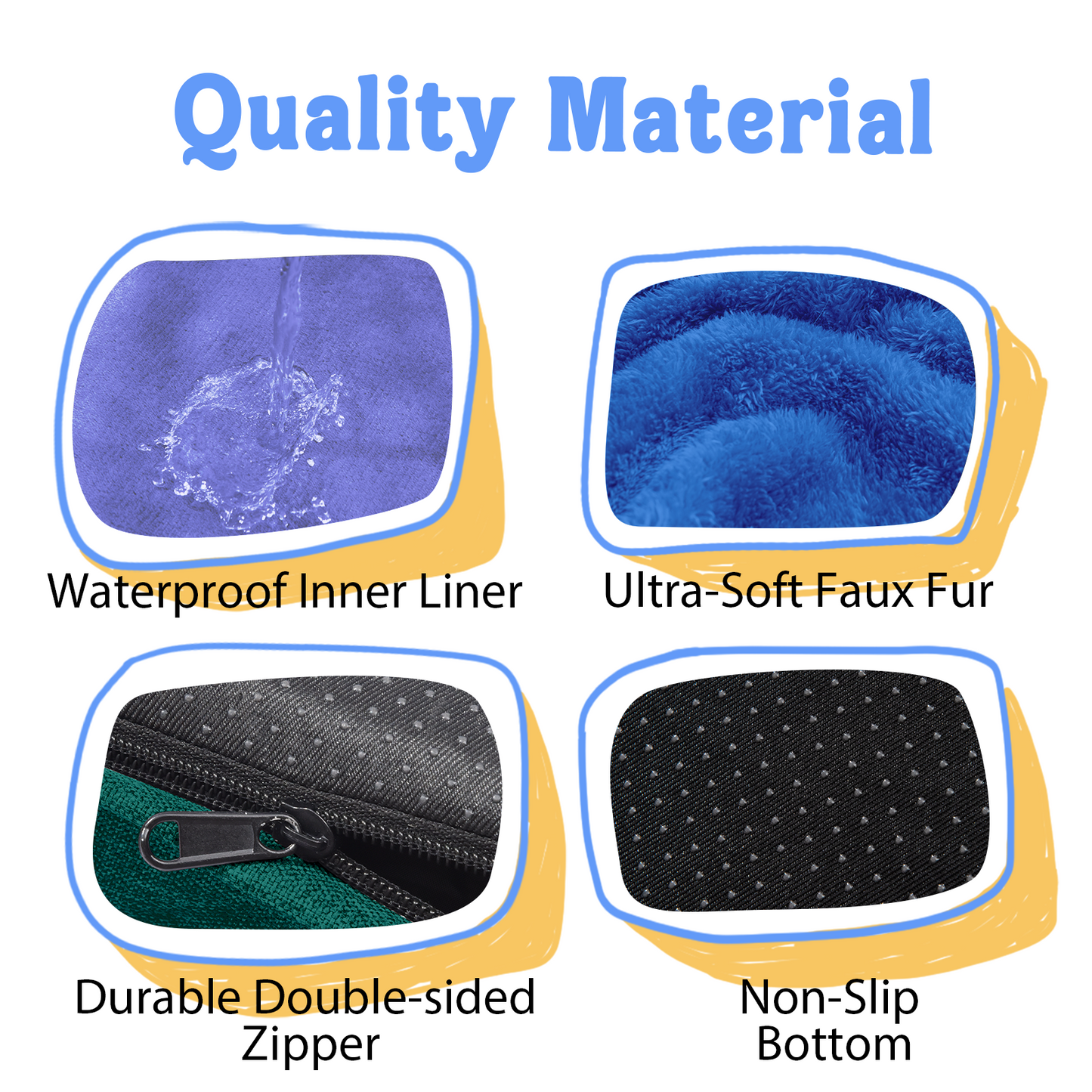 Chez Paw Large Orthopedic Dog Bed for Extra Large Dogs, Waterproof XL Egg-Crate Foam Dog Bed with Removable Washable Cover & Non-Slip Bottom, 4-Sided Bolster Support, Navy Orange 42"x30"x7.5"