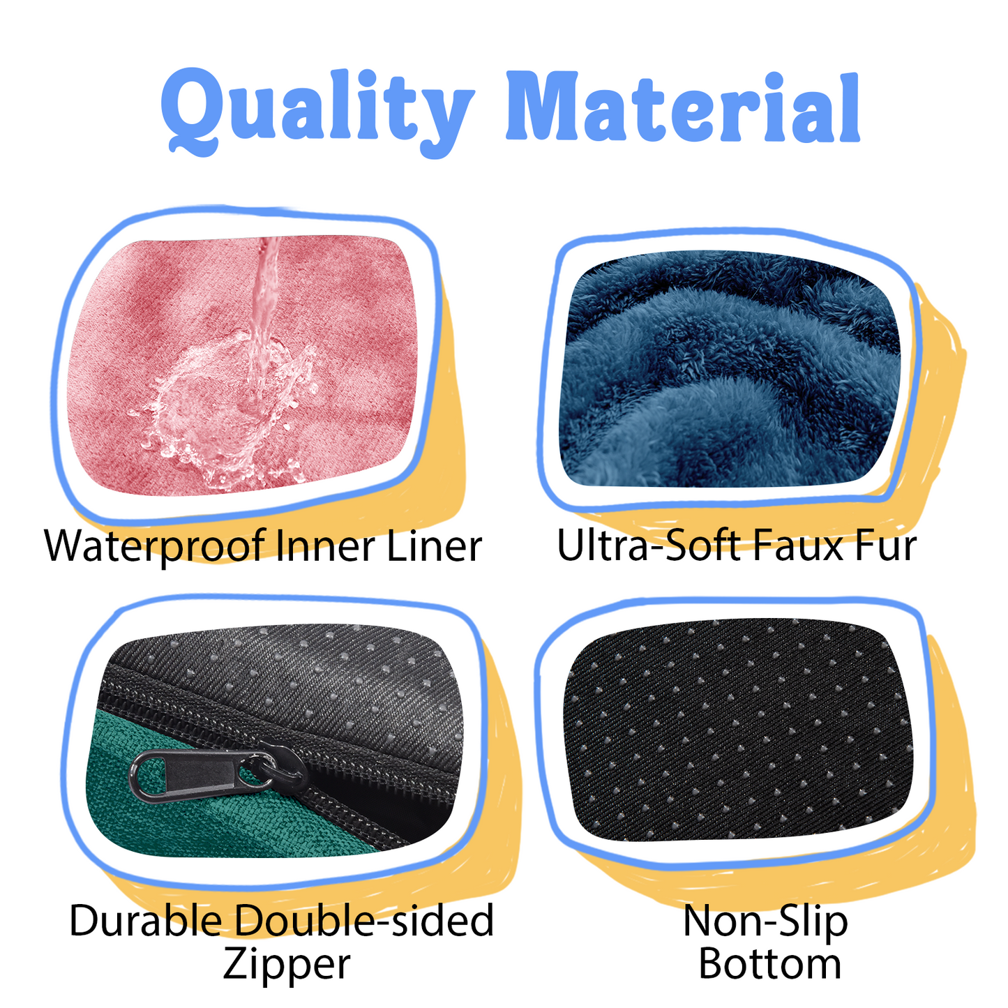 Chez Paw XXL Orthopedic Dog Bed for Extra Large Dogs, Extra Thick Egg-Crate Foam Waterproof Pet Couch with Removable Washable Cover, 4-Sided Bolster & Non-Slip Bottom, Navy Blush 45"x35"x7.5"