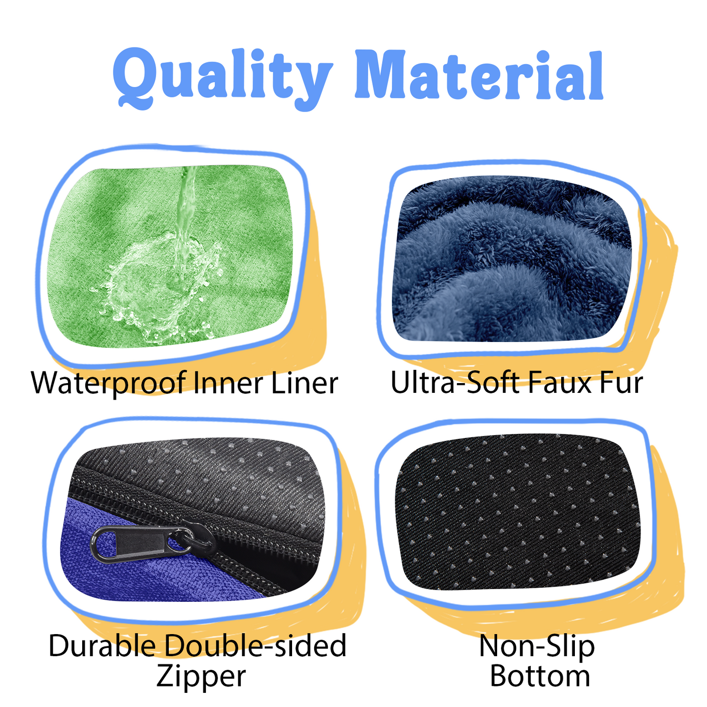 Chez Paw XXL Orthopedic Dog Bed for Extra Large Dogs, Extra Thick Egg-Crate Foam Waterproof Pet Couch with Removable Washable Cover, 4-Sided Bolster & Non-Slip Bottom, Lavender Blue 45"x35"x7.5"
